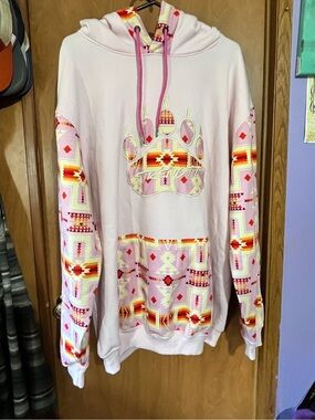 Pink Native Patterned Women's Hoodie